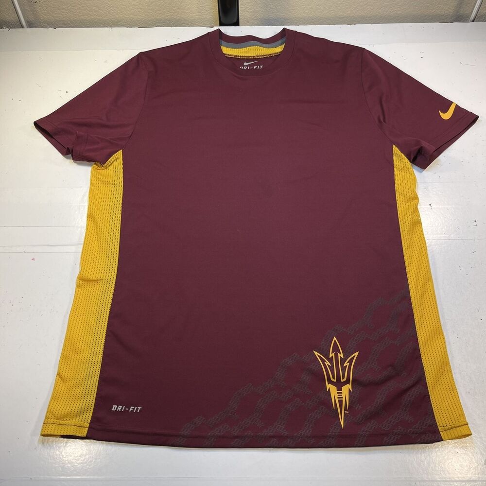 ASU SUN DEVILS FOOTBALL ARIZONA STATE Fork JERSEY T SHIRT Mens L NIKE DRI FIT
